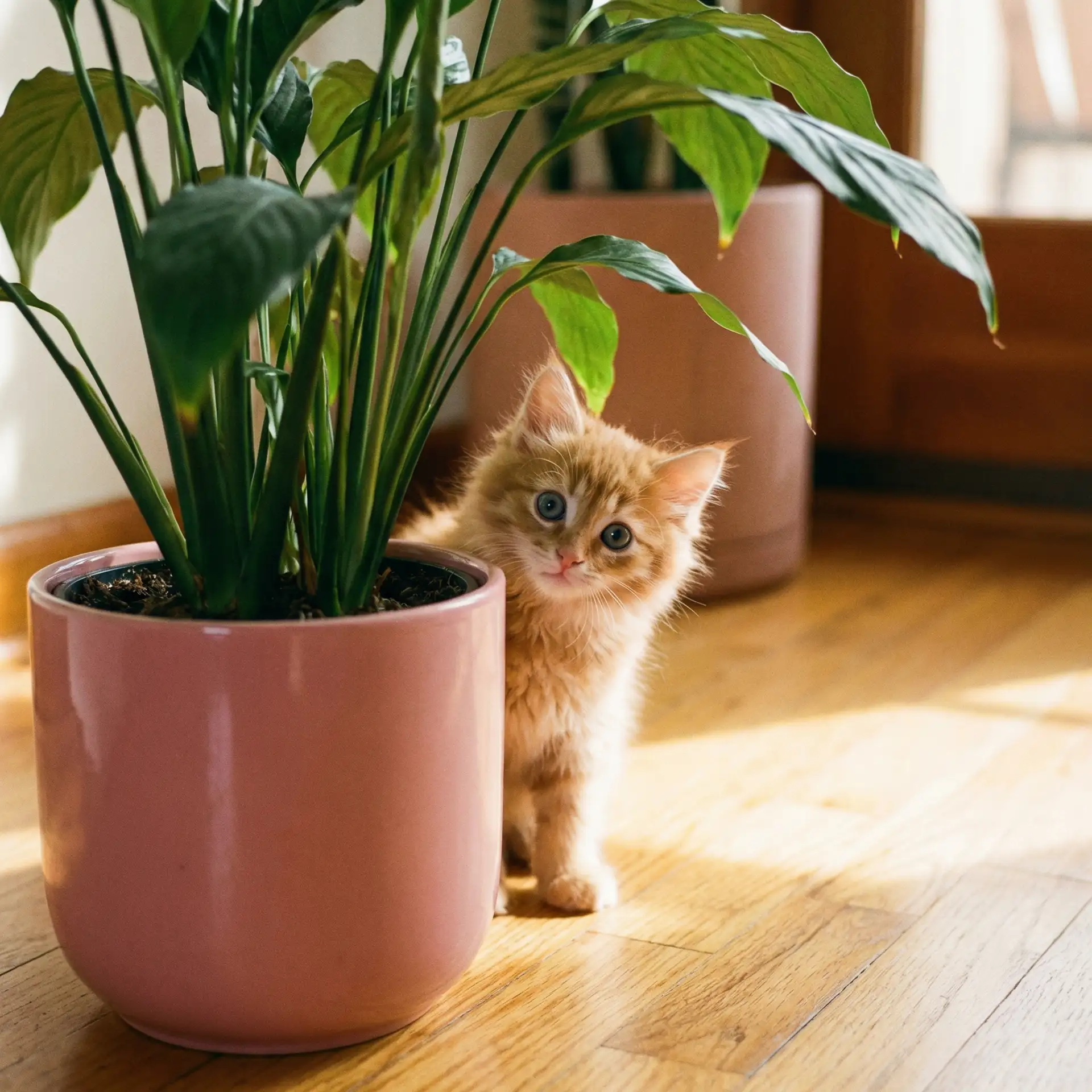 小猫从花盆后探头 - 纳黎萱